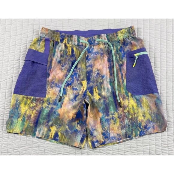 Lululemon Mens Water Repellent Hiking Athletic Shorts 8” Sz Large Tie Dye Cargo - Picture 1 of 12